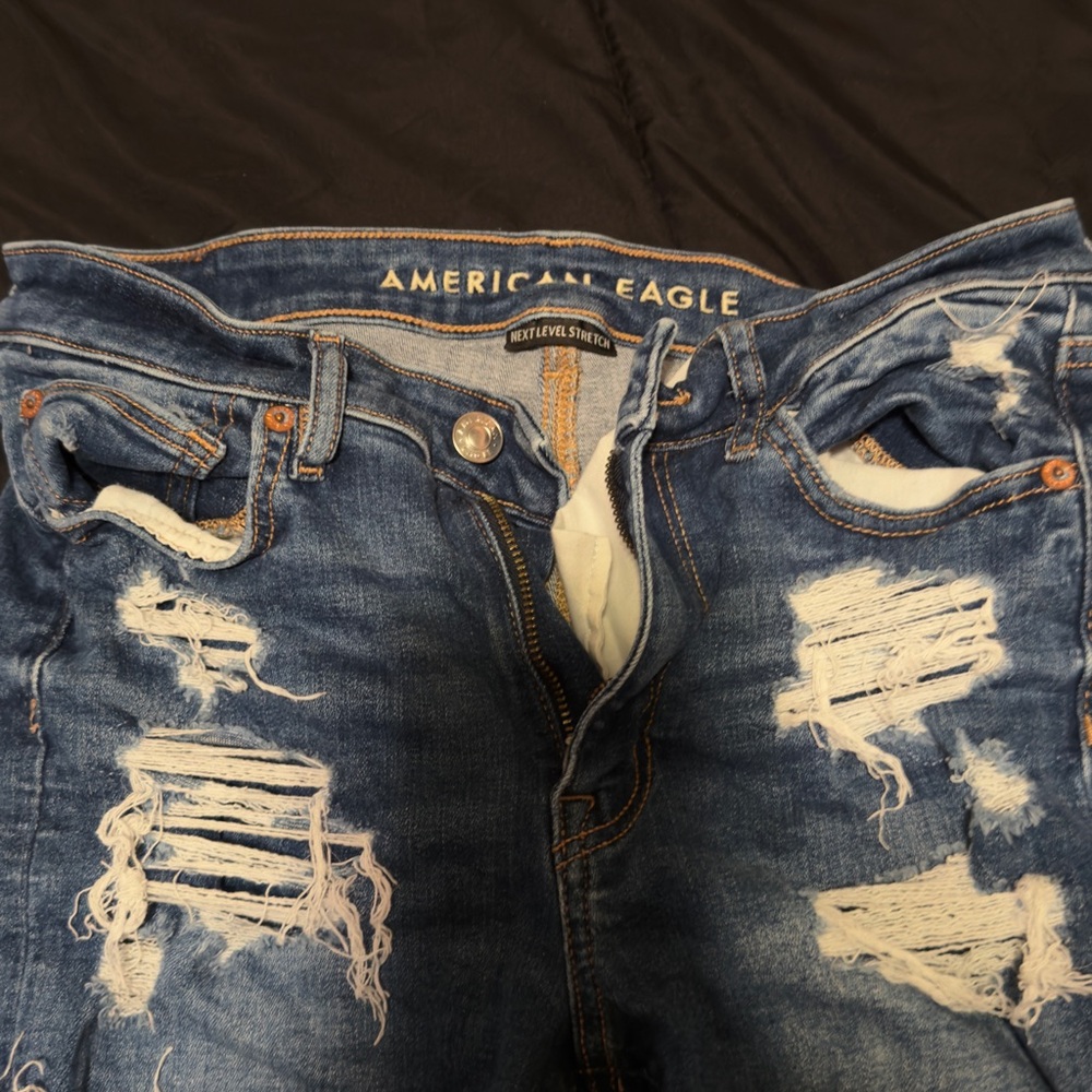 American Eagle Distressed Blue Jean shorts